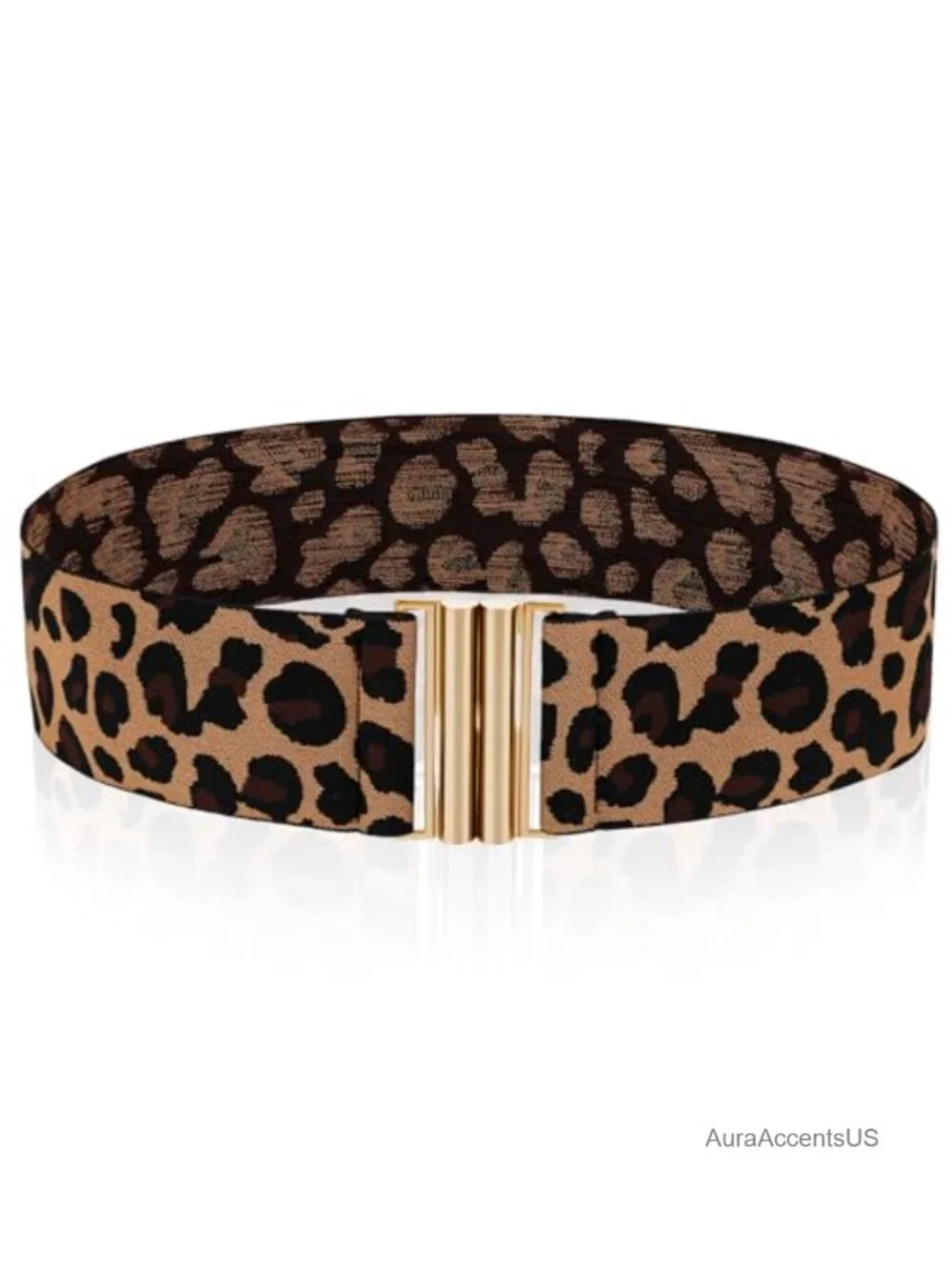 Wide Stretch Waist Belt - Vintage Elastic Leopard Print Dress Tuck Belt